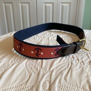 ☘️Vineyard Vines Anchors/Stars Canvas Leather Belt